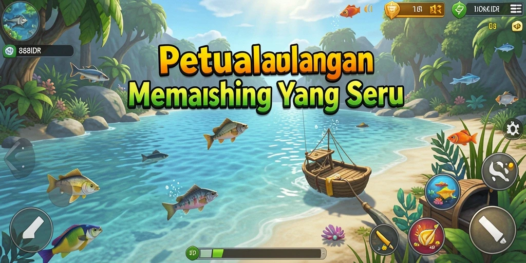 Screenshot menampilkan aksi memancing yang mendebarkan di 888IDR.