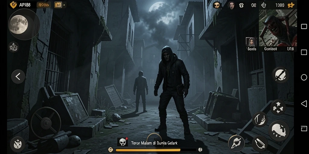 Screenshot menampilkan suasana gameplay menyeramkan di API88.