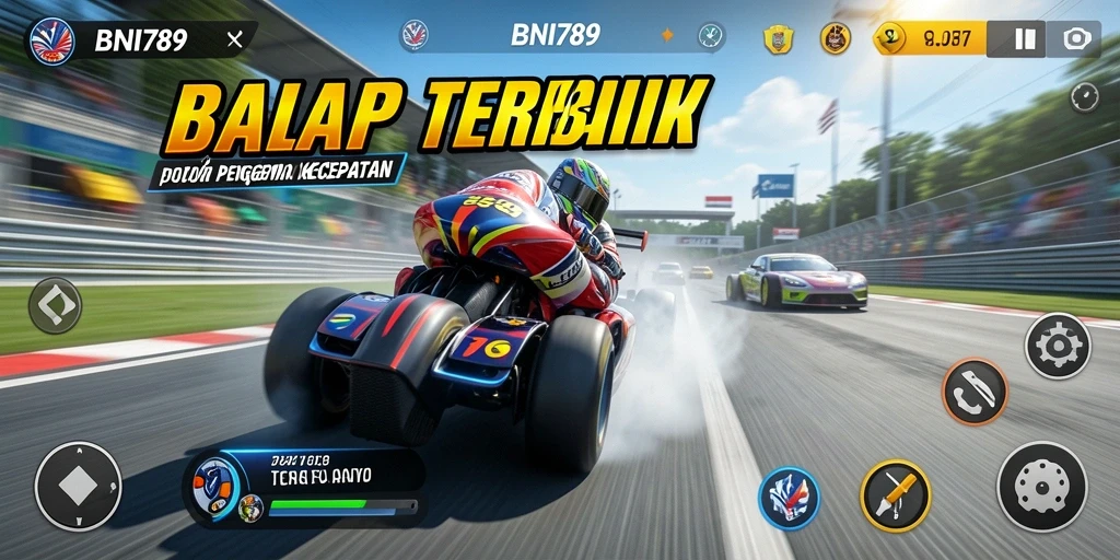 Tangkapan layar BNI789 yang menampilkan aksi balapan yang mendebarkan.