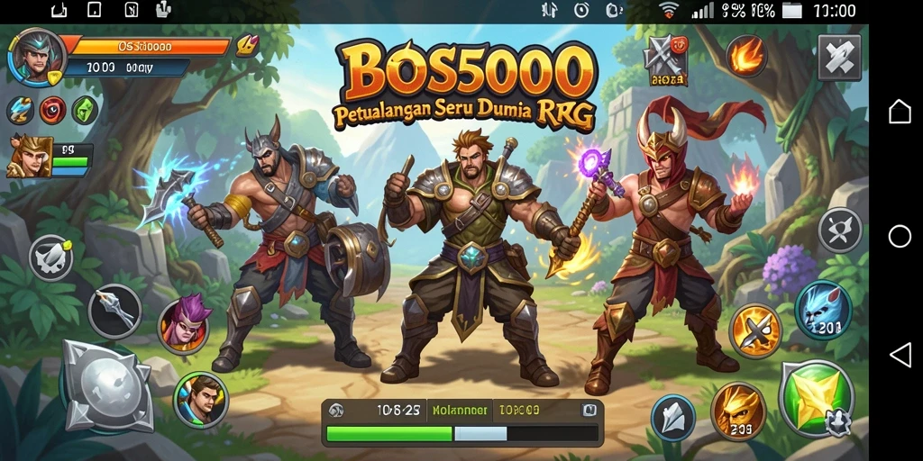 Menampilkan momen seru dalam gameplay RPG BOS5000.