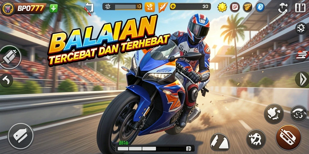 Tampilan seru gameplay balapan motor di BPO777.