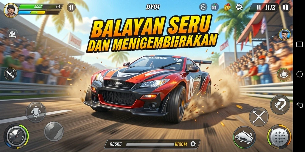 Tampilan mendebarkan dari balapan nyata yang penuh aksi.