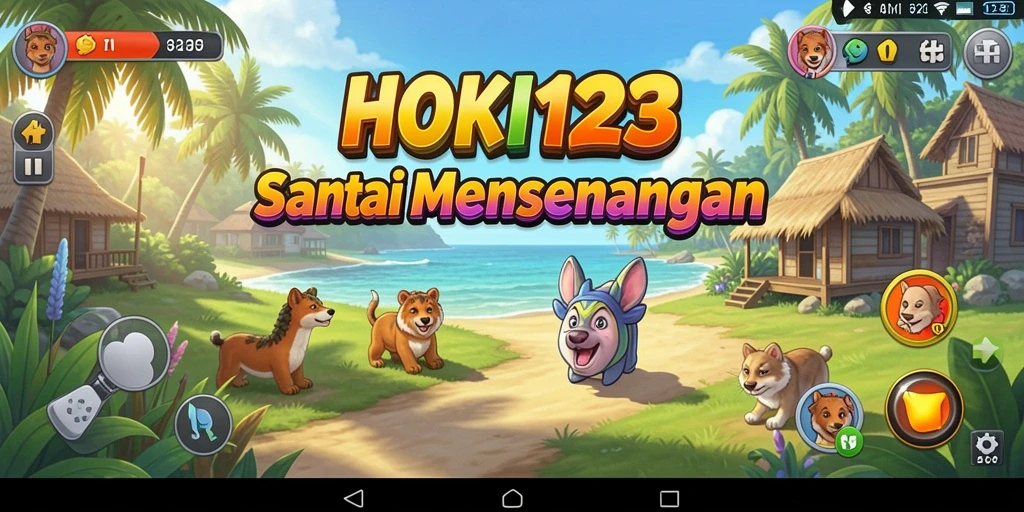 Tampilan gameplay HOKI123 yang menghibur dan penuh warna.