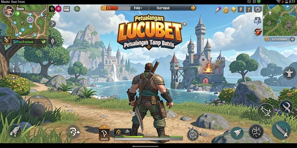 Screenshot gameplay LUCUBET yang menunjukkan petualangan di dunia terbuka.