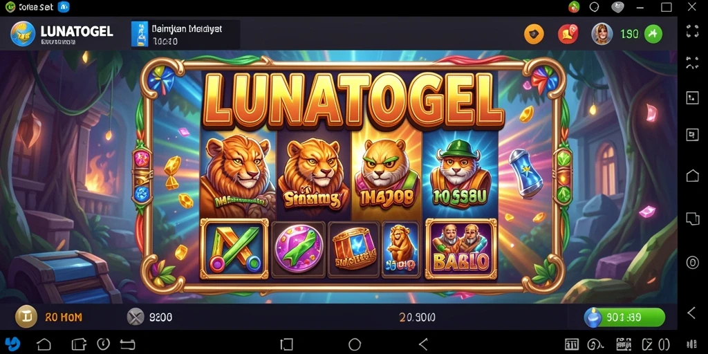 Screenshot utama LUNATOGEL menampilkan gameplay slot yang mendebarkan.